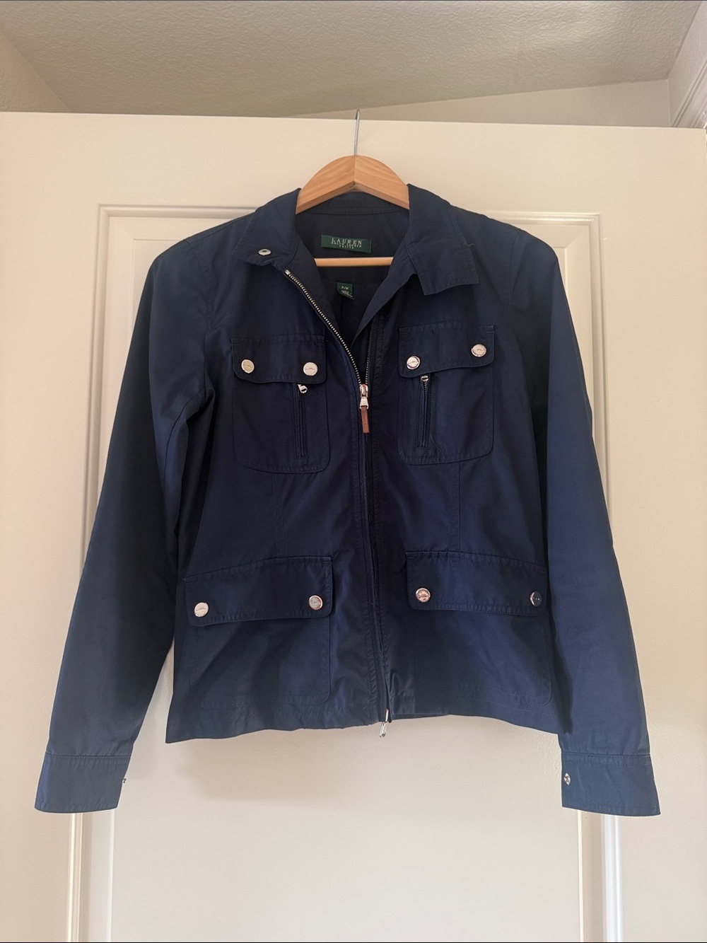 Lauren Ralph Lauren Navy Utility Rain Jacket with Snap Pockets